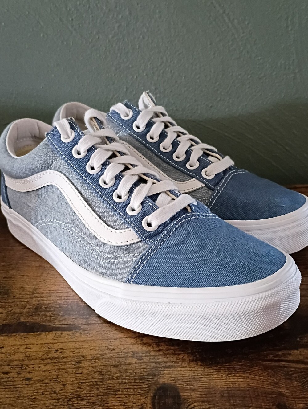 Vans Old Skool Low Top Sneakers Womens 8/Mens 6.5 Blue Colorblock Skate Shoe